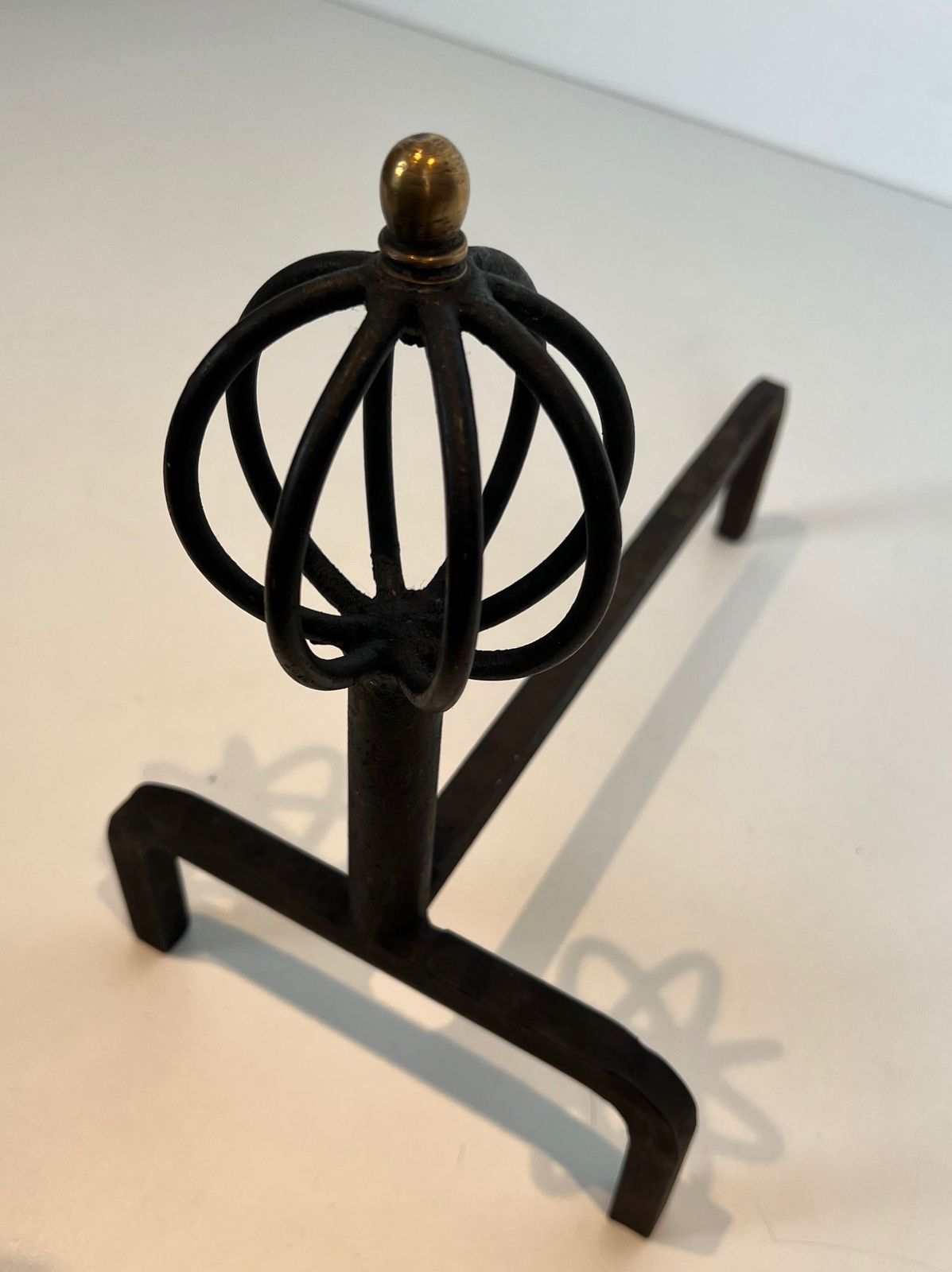 photo buy Pair Of Wrought Iron Andirons In The Taste Of Jean Royère