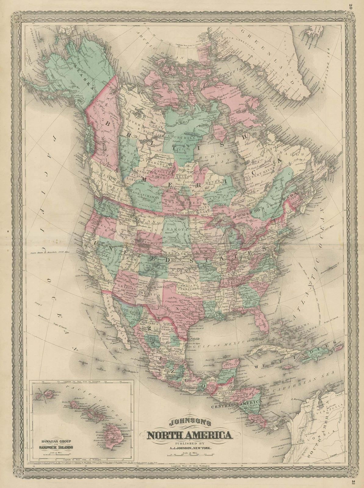 Antique Map Of North America By Johnson, '1872' $353.34 photo for sale