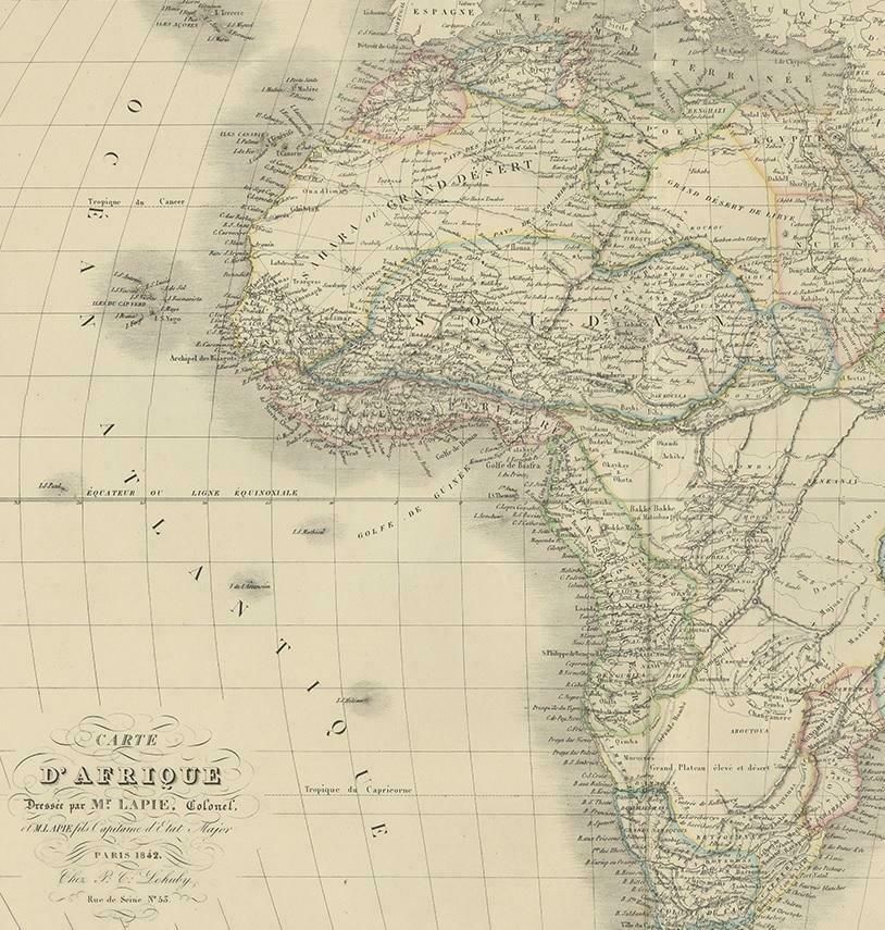 Antique Map Of Africa By Lapie, 1842 photo for sale