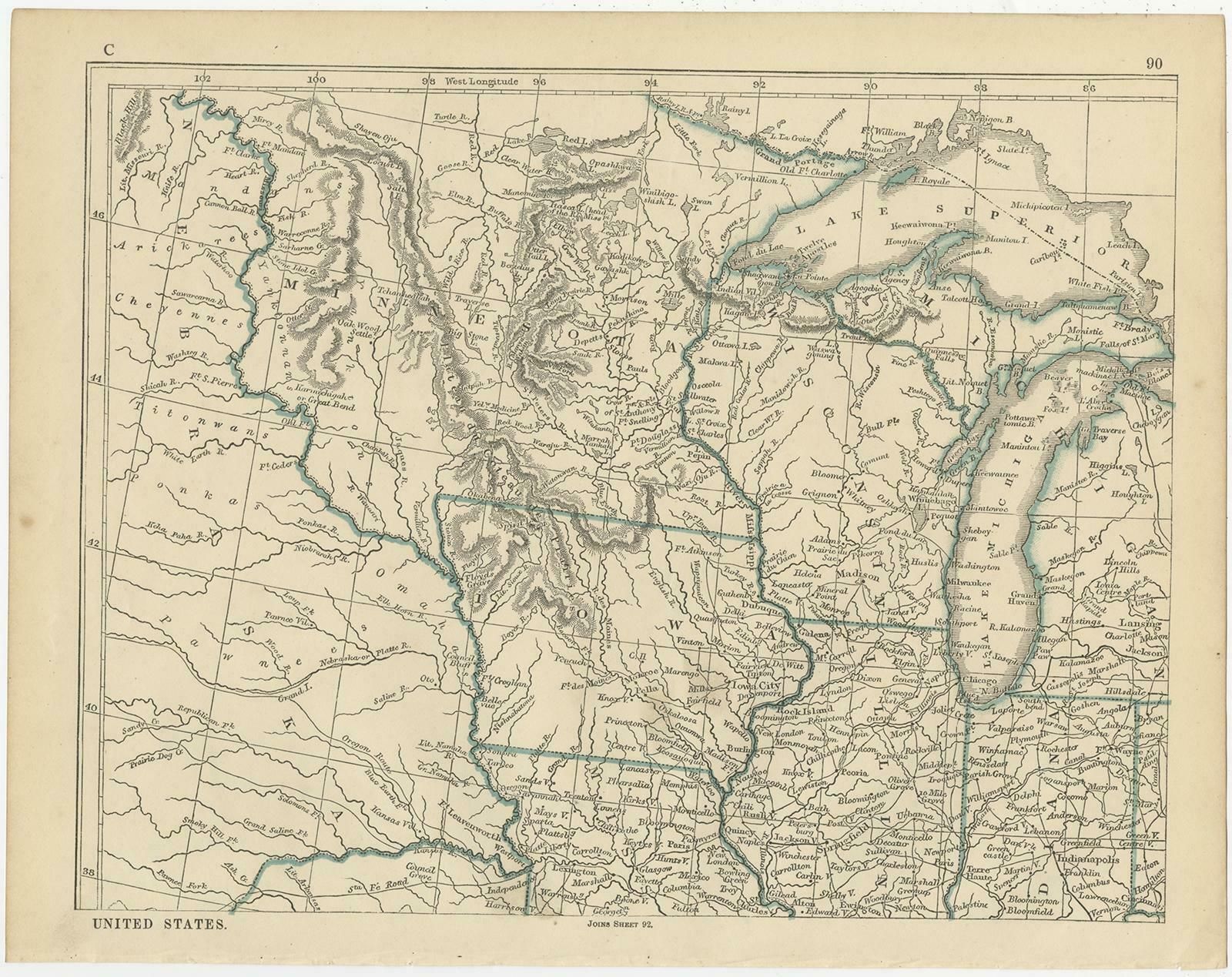 Antique Map Of The United States By Lowry, '1852' photo furniture