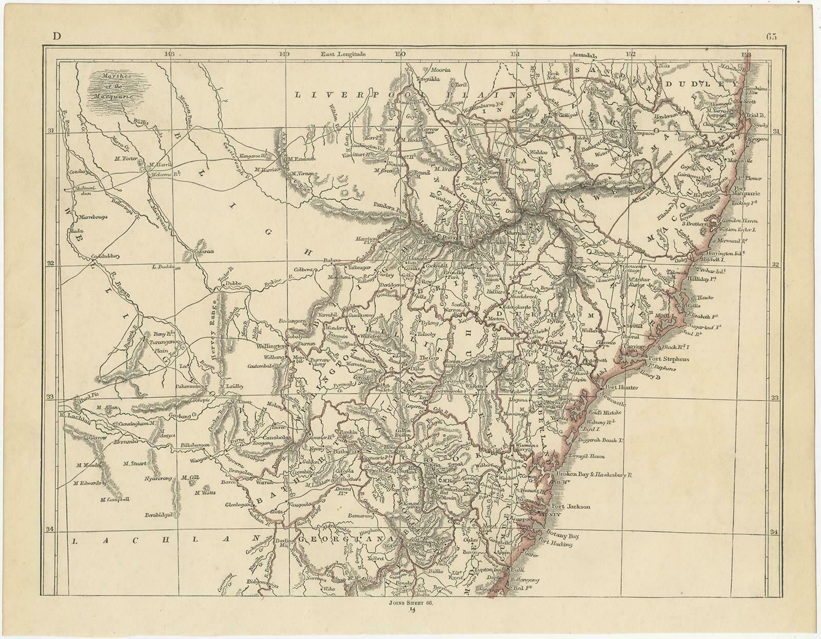 Antique Map Of New South Wales By Lowry, 1852 photo furniture