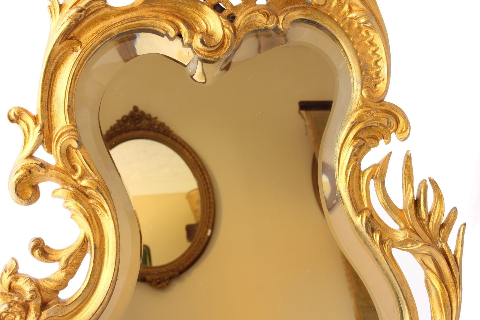 19th Century French Gold Gilt Bronze Rococo Style Cherub Easel Back Table Mirror. photo Home Decor