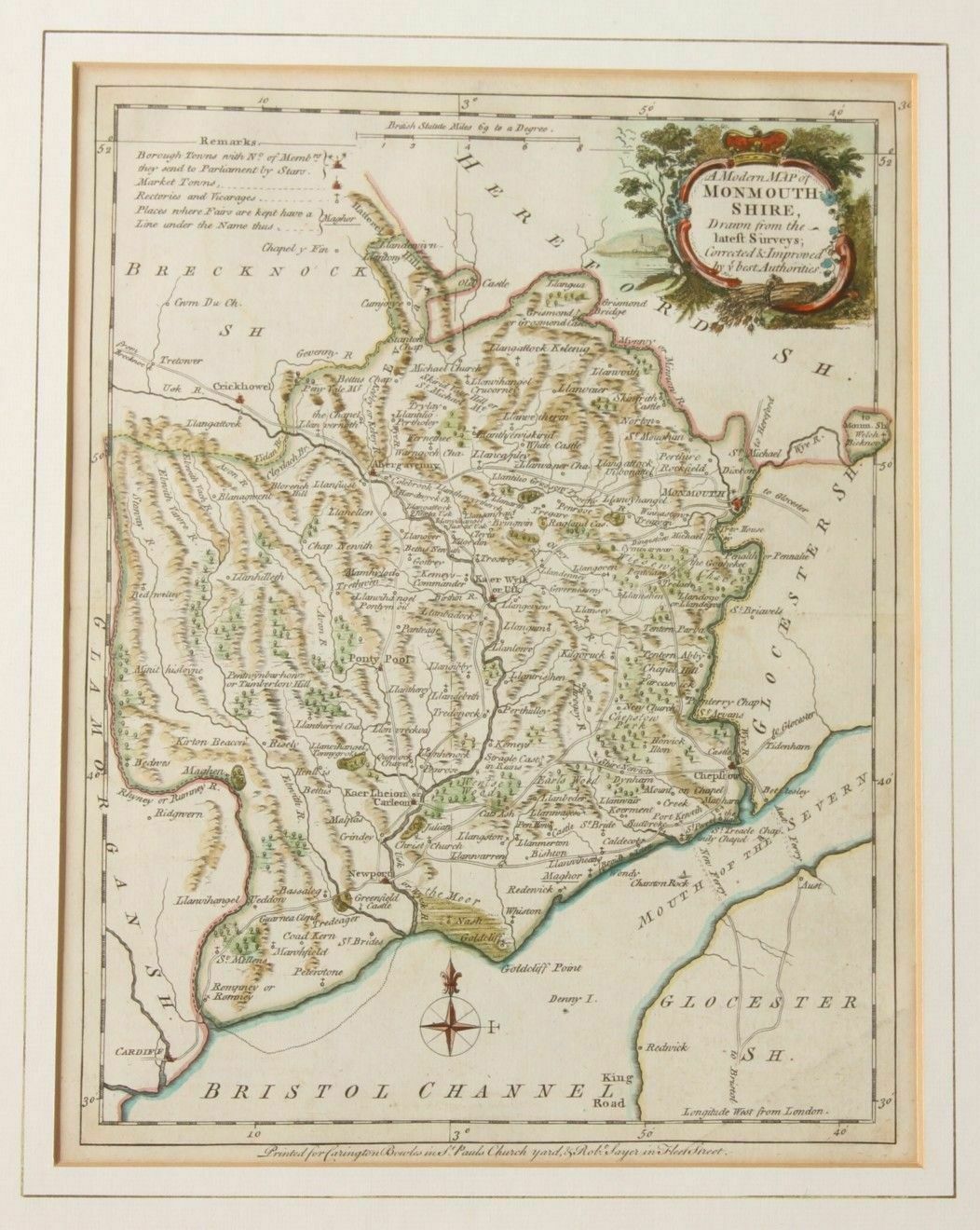 1765 Map Of Monmouthshire By J. Ellis. photo for sale