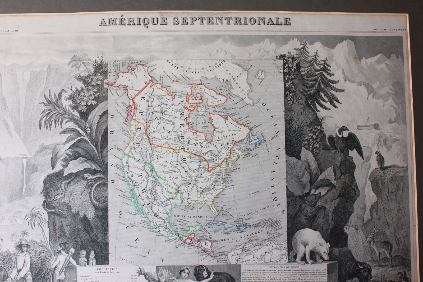 Antique North America Map Amerique Septentrionale Atlas Universel Illustre C1845. photo for sale