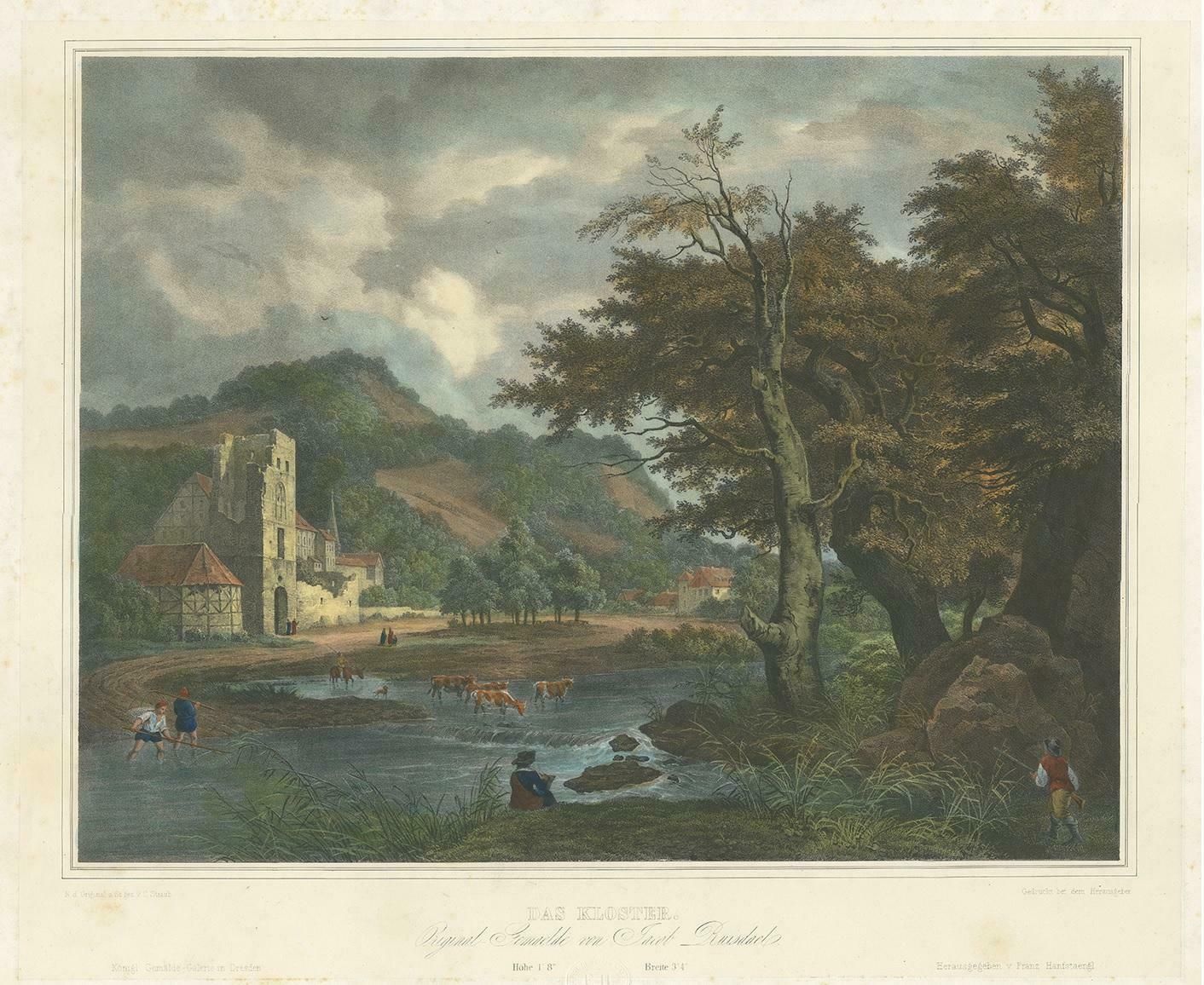 Antique Print Of A Landscape With A Shepherd And Cattle, 'Circa 1840' photo Art