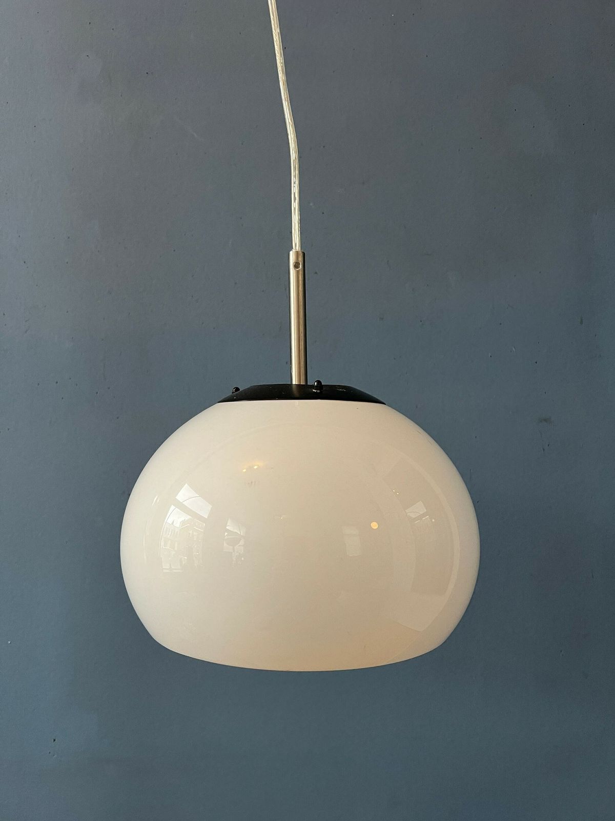 Small White Space Age Mushroom Pendant Lamp photo vintage