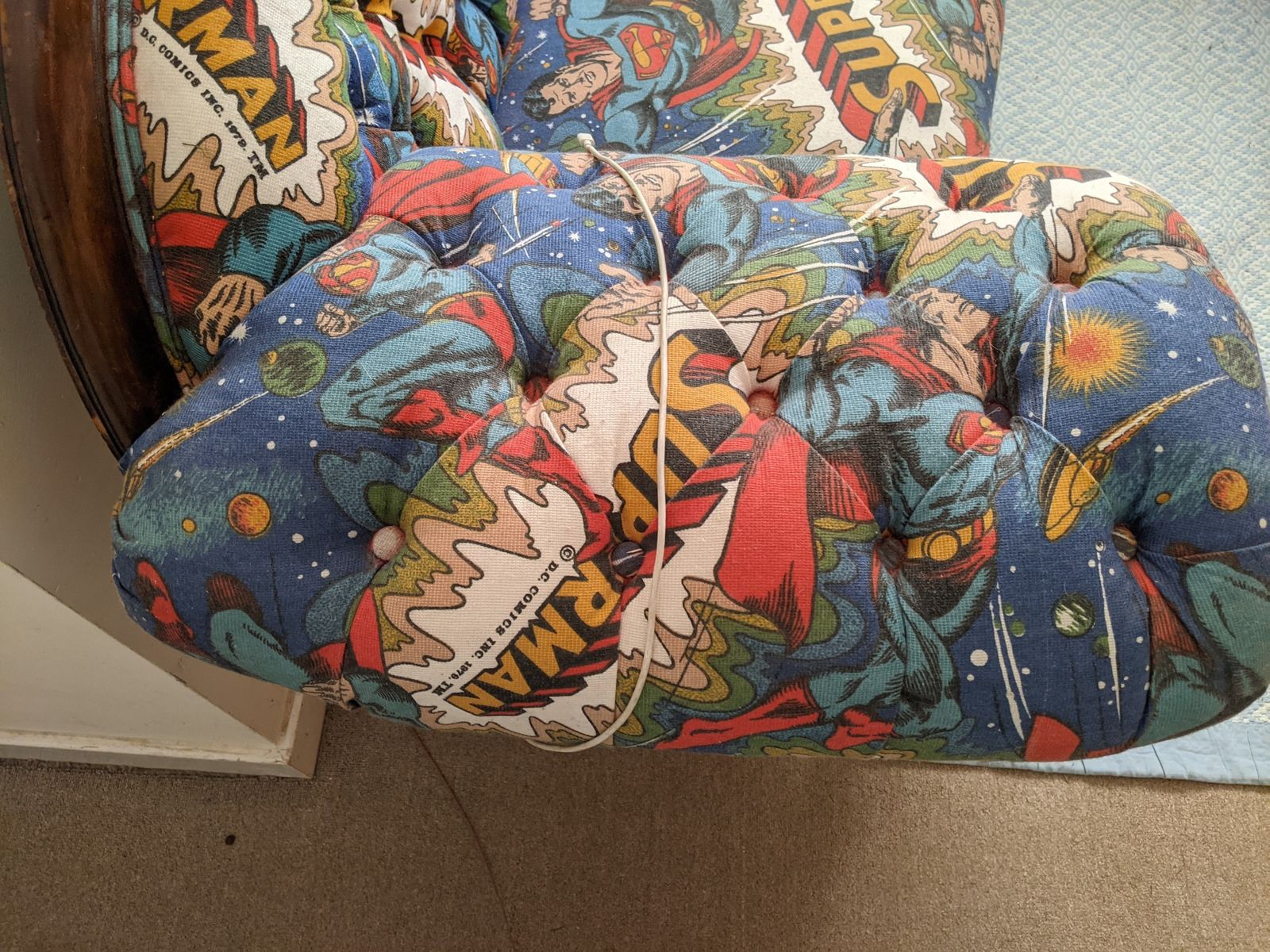Victorian Chaise Longue 1970's Superman Fabric photo Furniture