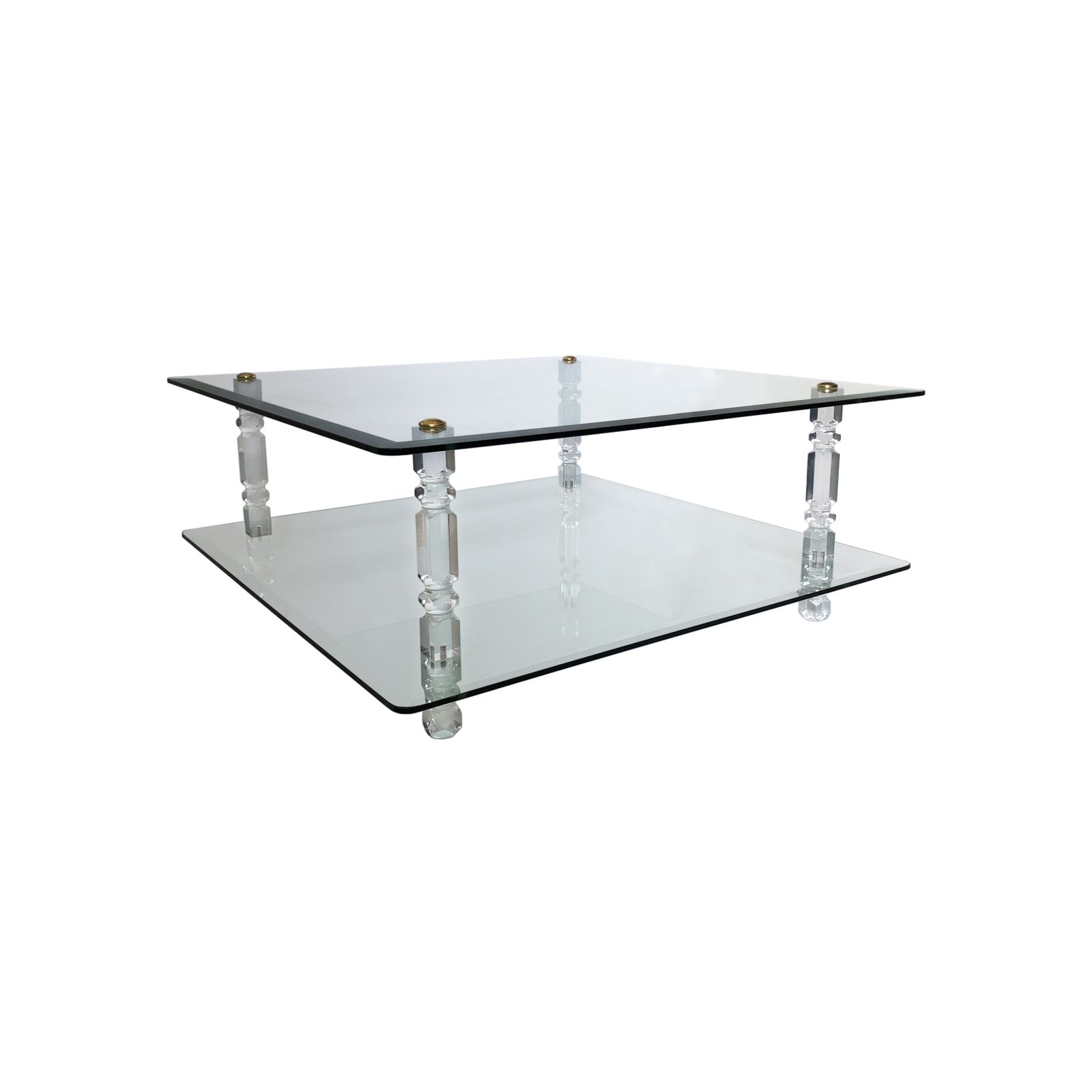 Two Tier Lucite And Glass Coffee Table 1970s Modernism Vintage Mid Century