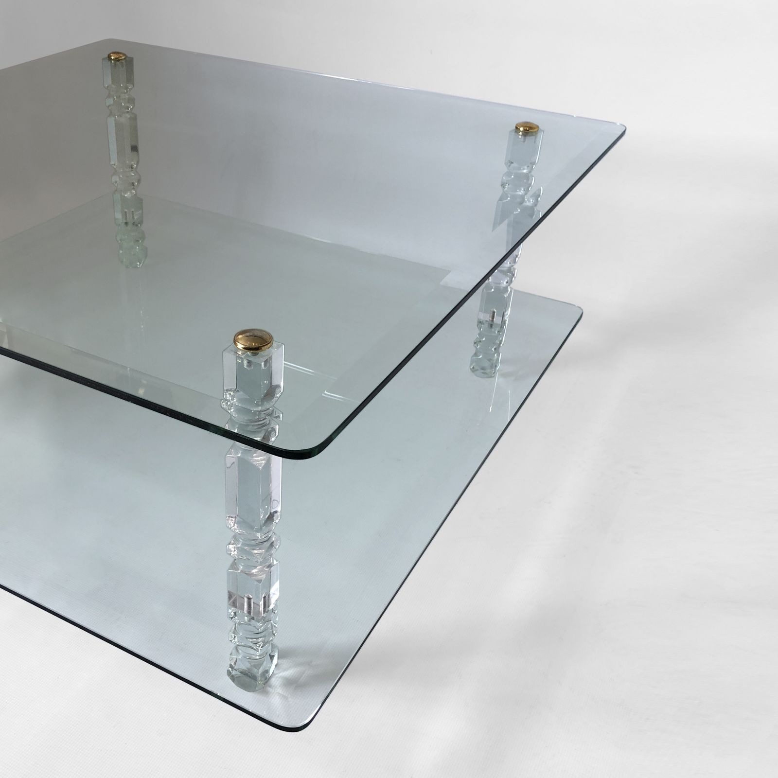photo furniture Two Tier Lucite And Glass Coffee Table 1970s Modernism Vintage Mid Century