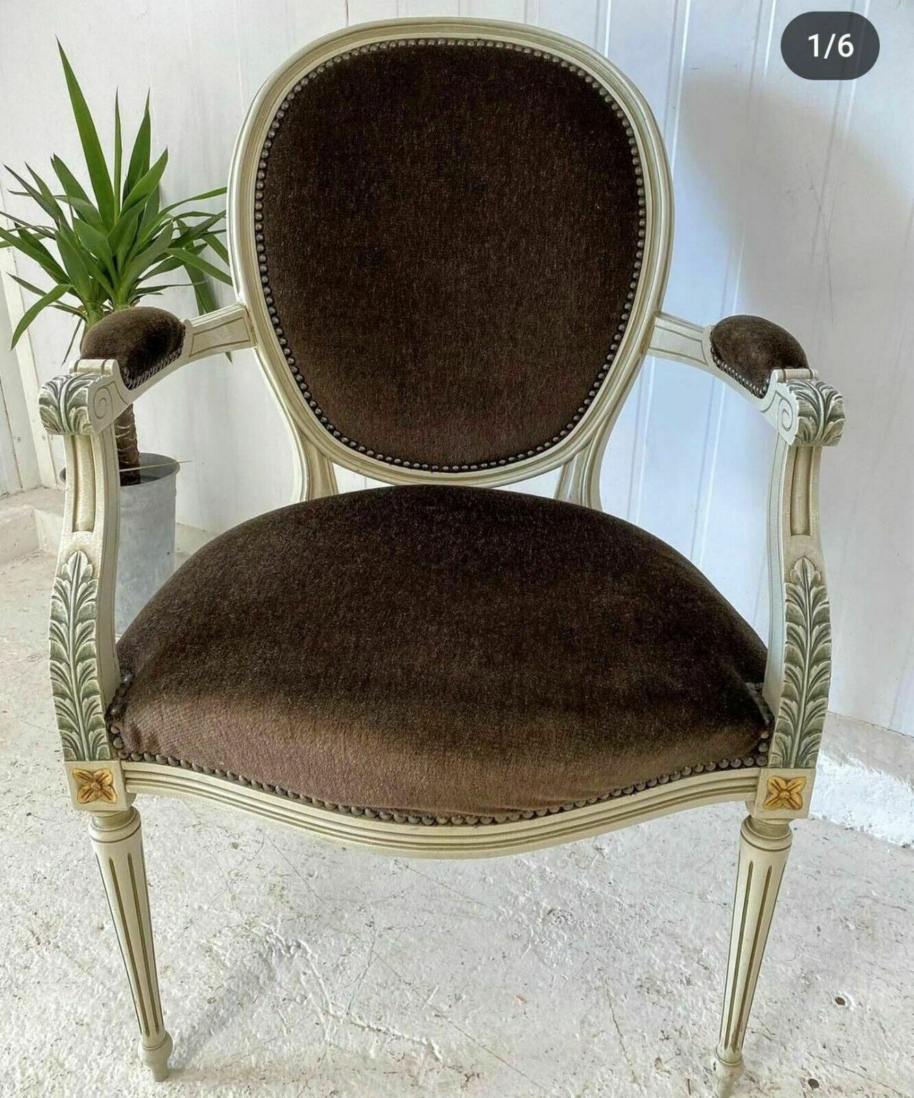 Beautiful French Balloon Back, Carved, Bedroom Chair 0201.
