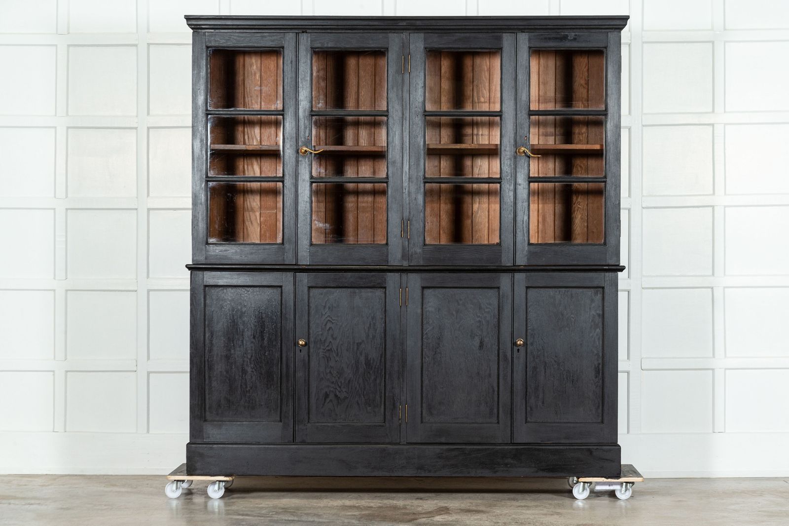 Large Pair 19thc English Pine Bleached Bookcases