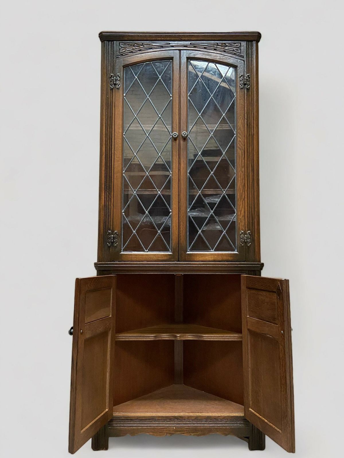 Old Charm Wood Brothers / Oak Corner Cabinet / Light Oak Traditional Colour /Made In England Dated 1970s photo Furniture