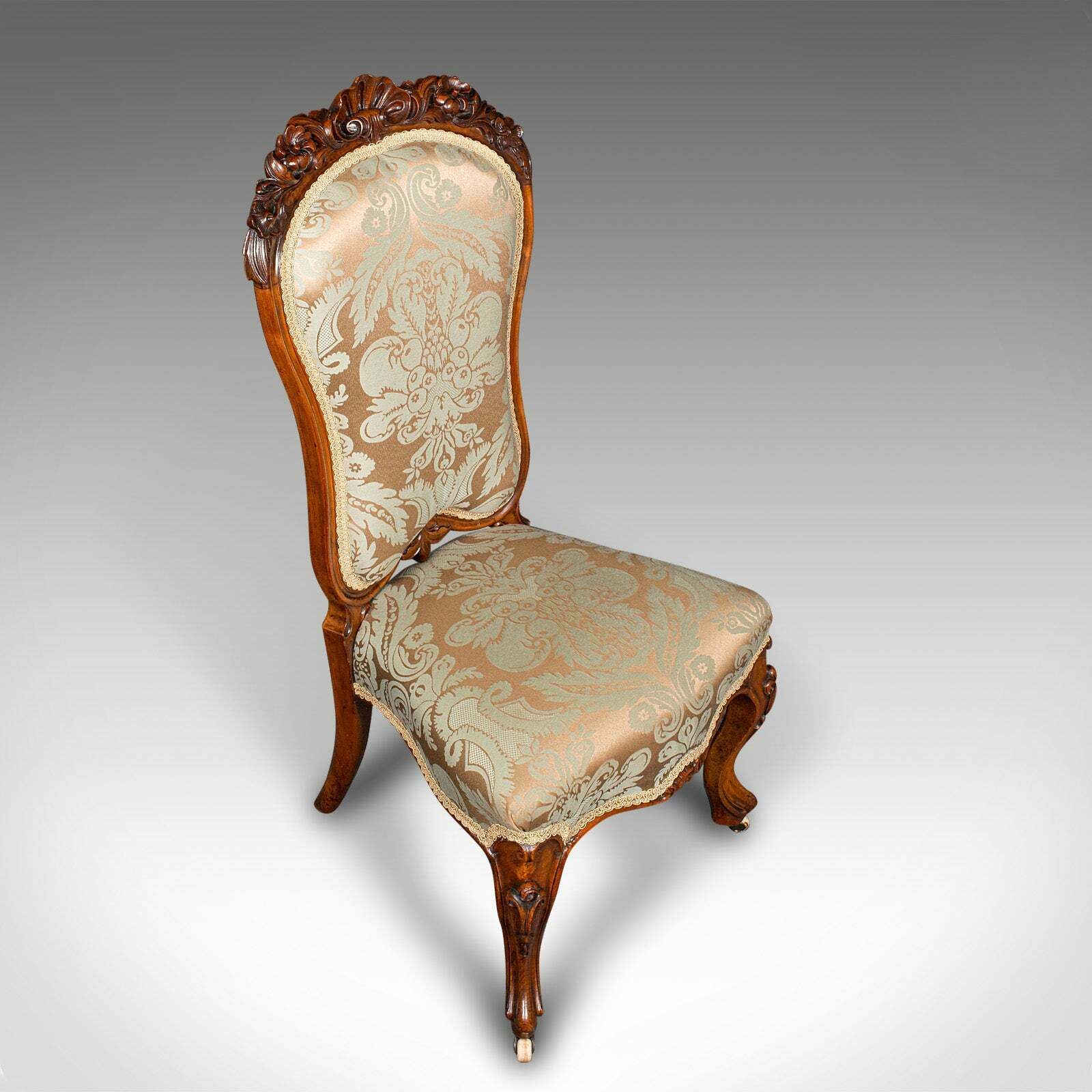 Antique Drawing Room Chair, English, Walnut, Ladies, Side Seat, Early Victorian photo vinterior