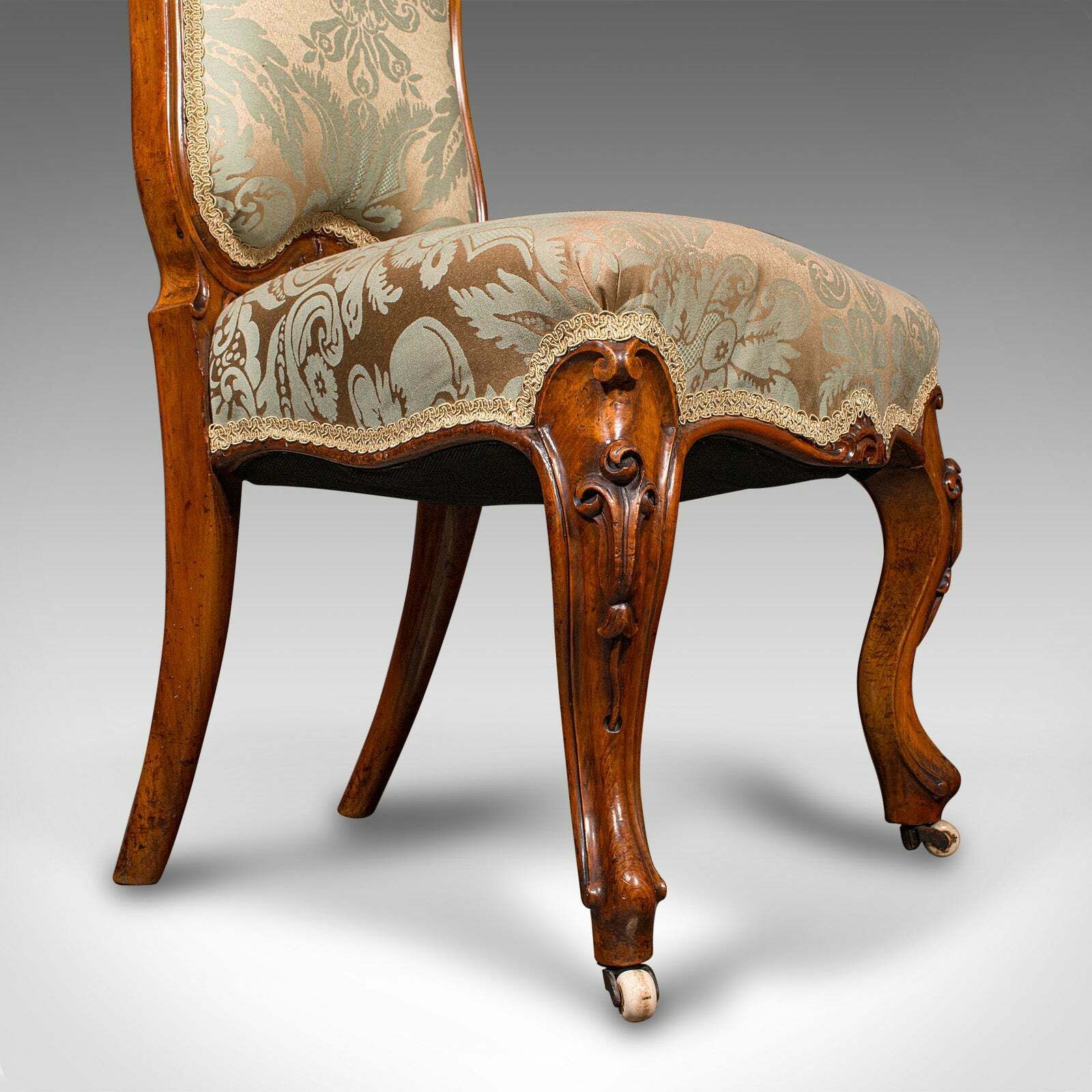 1295.0 Antique Drawing Room Chair, English, Walnut, Ladies, Side Seat, Early Victorian photo