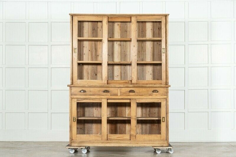 Large English Pine Glazed Dresser