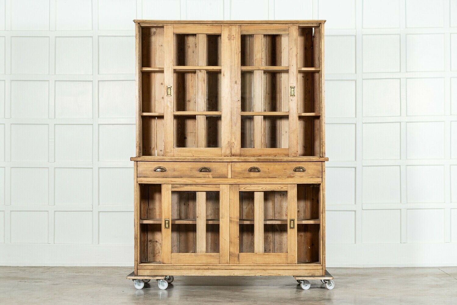Large English Pine Glazed Dresser photo for sale