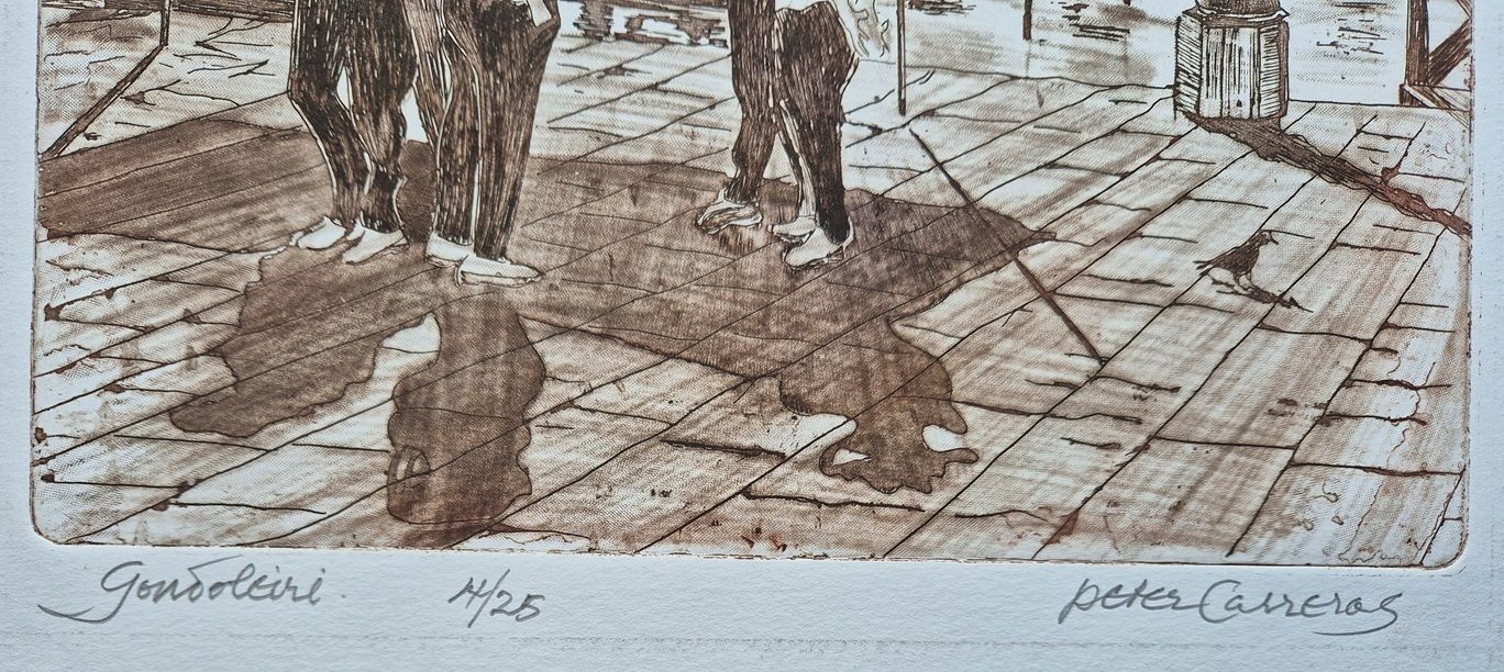 20th Century British Art By Peter Carreras    Gondoleiri (Original Etching) photo for sale