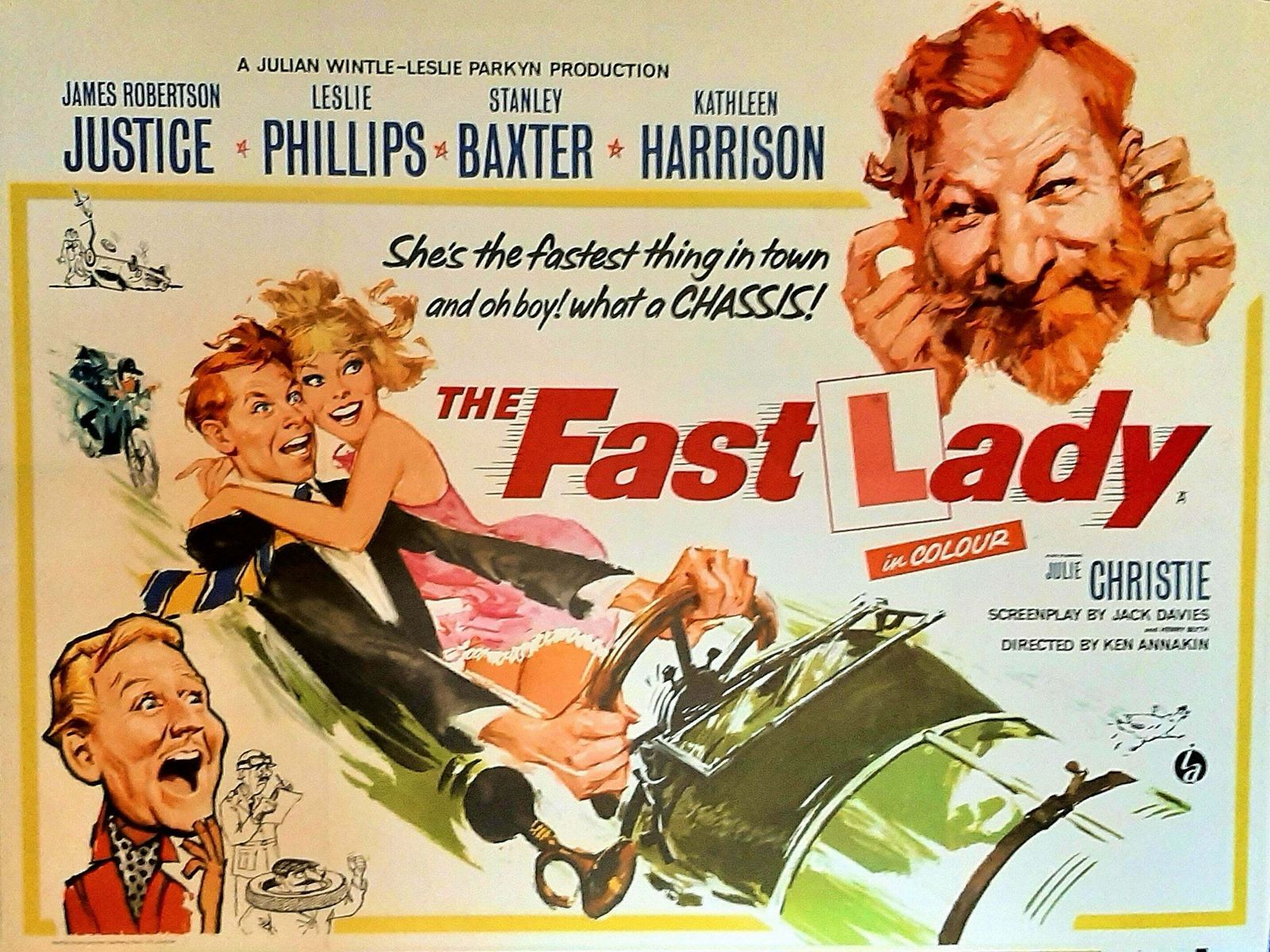 The Fast Lady, Uk 1962. Leslie Phillips, Julie Christie, Bentley