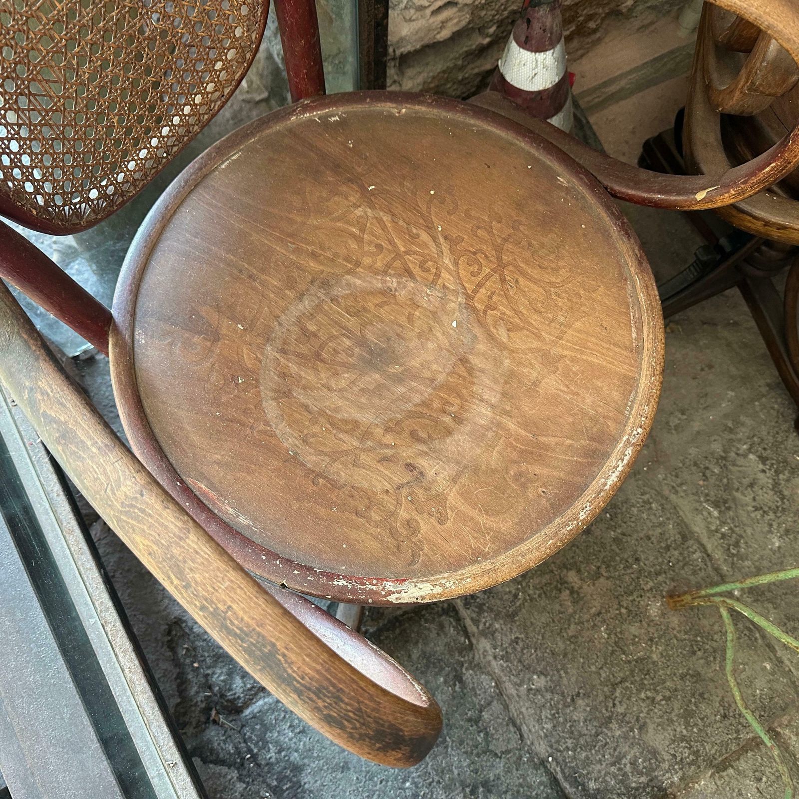 Early 20th Century Art Nouveau Wood And Wicker Tonet Italian Swivel Barber Chair photo Furniture