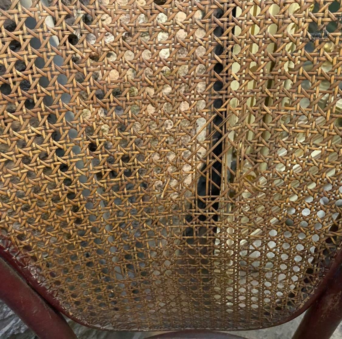 photo for sale Early 20th Century Art Nouveau Wood And Wicker Tonet Italian Swivel Barber Chair