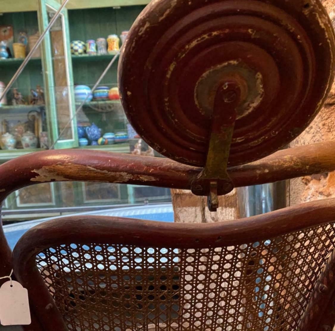 1307.0 Early 20th Century Art Nouveau Wood And Wicker Tonet Italian Swivel Barber Chair photo