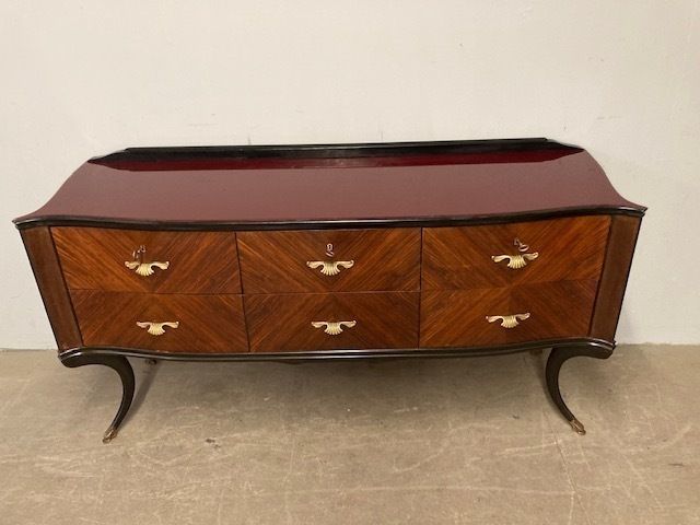 Rosewood Chest Of Drawers From The 50s Spectacular Glass On A Bordeaux Top photo furniture