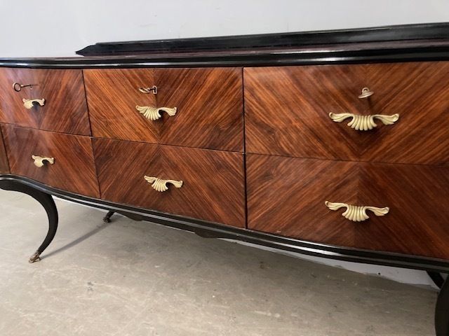 Rosewood Chest Of Drawers From The 50s Spectacular Glass On A Bordeaux Top photo 1150.0