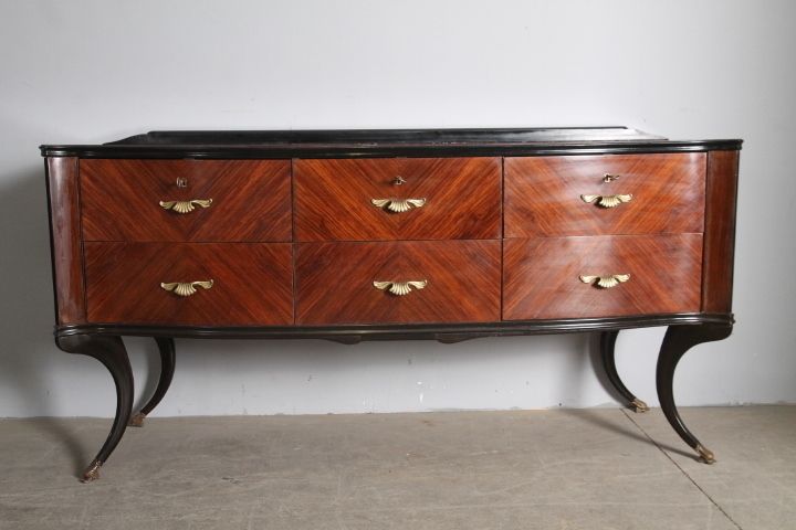 Rosewood Chest Of Drawers From The 50s Spectacular Glass On A Bordeaux Top photo vintage