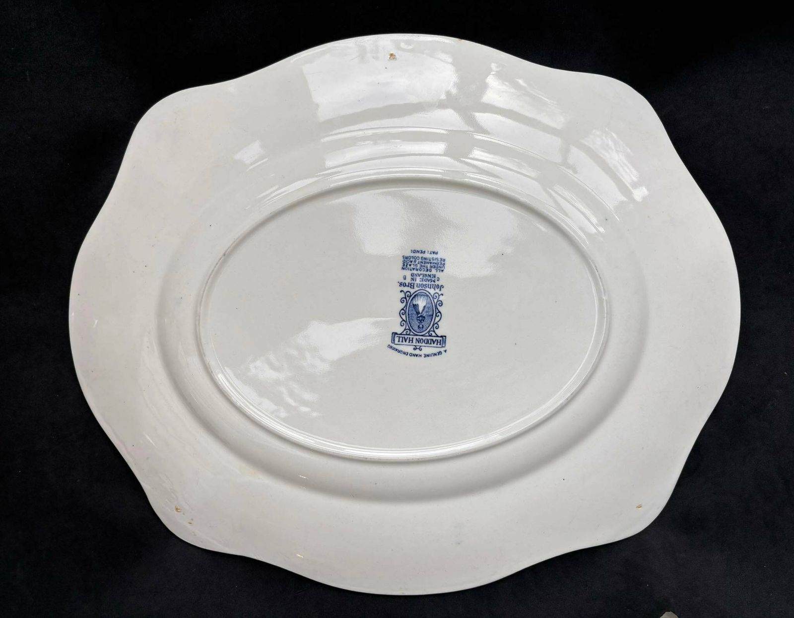 Haddon Hall Blue By Johnson Brothers Large Serving Plate Discontinued China, Replacement Dinnerware White And Blue Transferware Vintage photo furniture