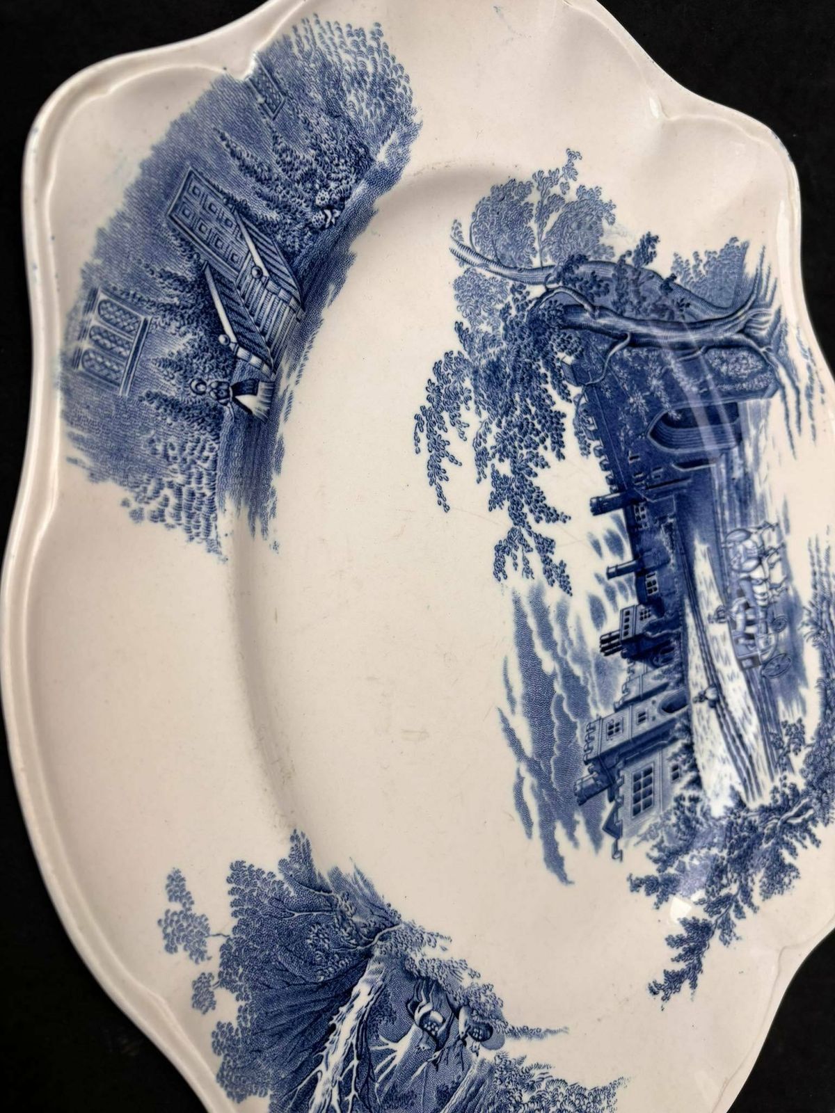 photo furniture Haddon Hall Blue By Johnson Brothers Large Serving Plate Discontinued China, Replacement Dinnerware White And Blue Transferware Vintage