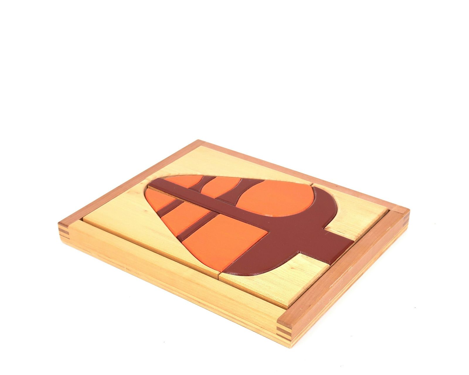 French Graphic Wood Puzzle " Tree " 1970s / Toy, Wooden, Orange photo furniture