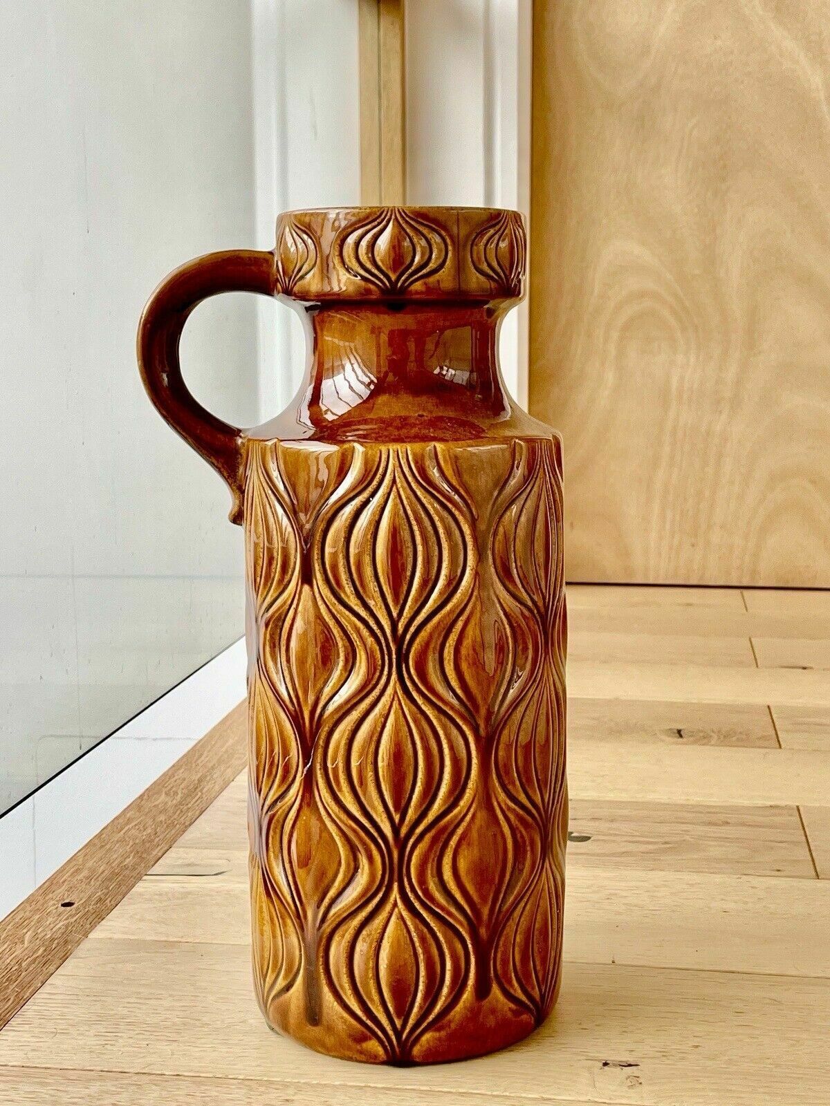 Xl Scheurich West German Floor Vase Amsterdam/Onion Pattern In Amber 485 45 Af photo buy
