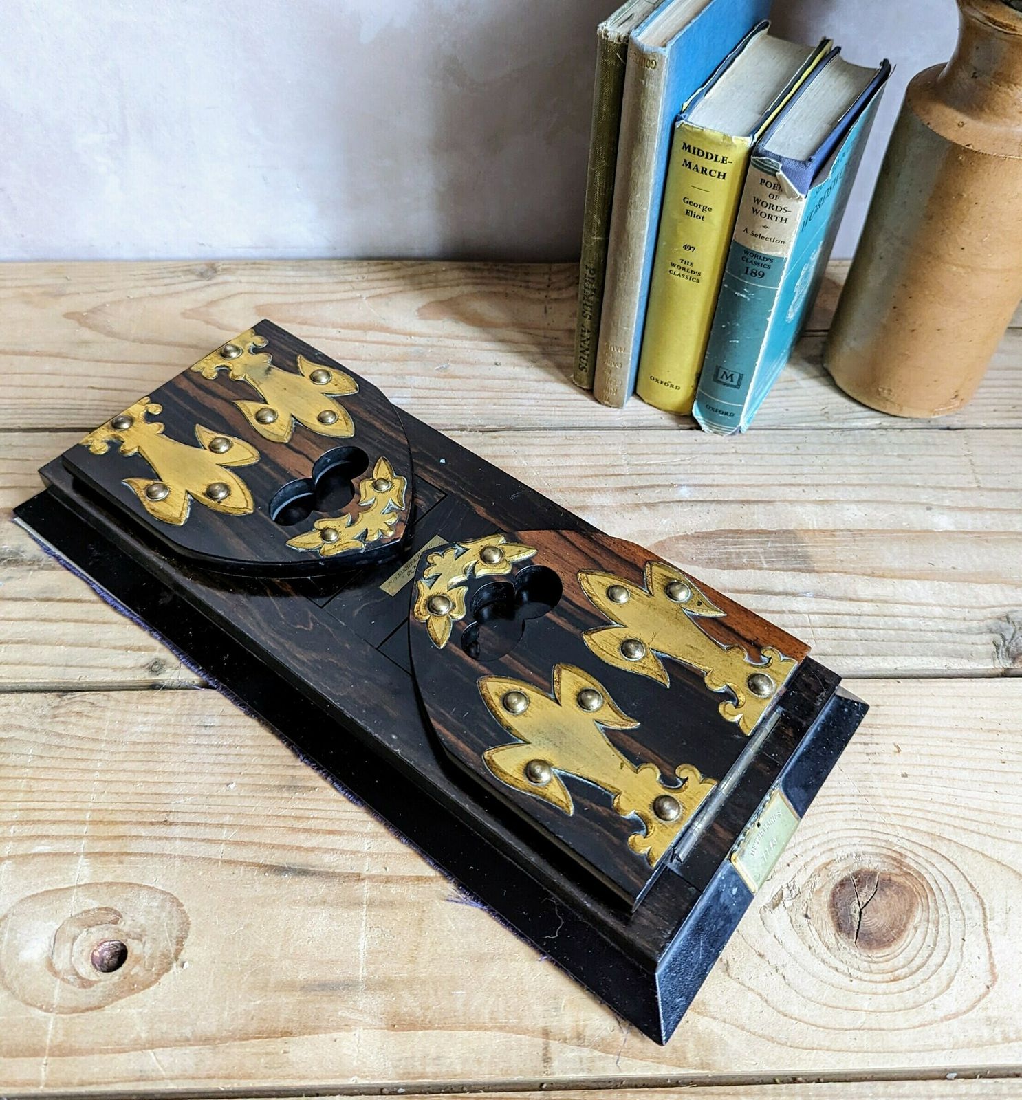 Antique Betjemann's Coromandel Book Slide C1880 photo for sale