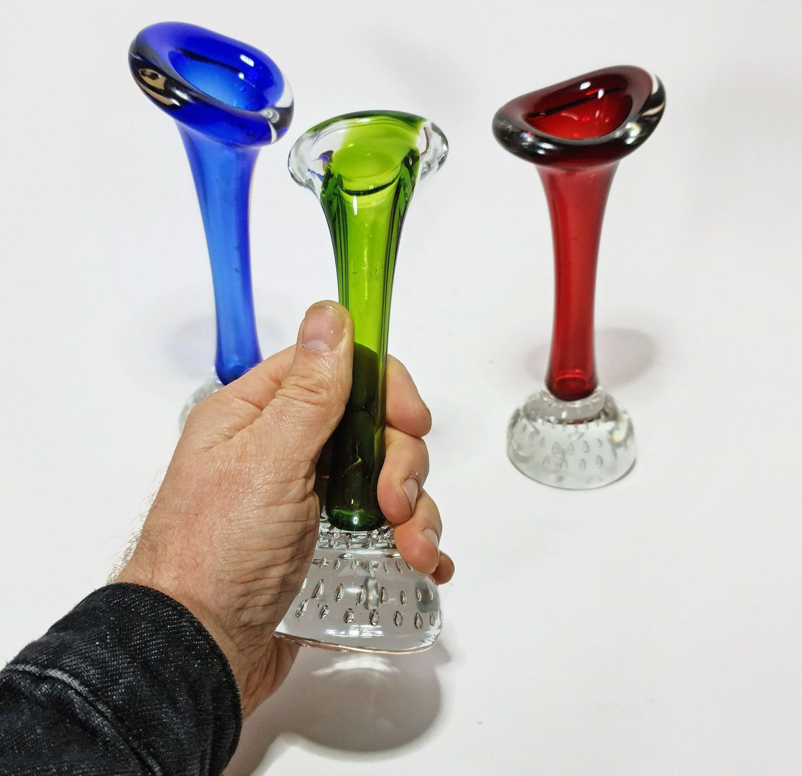 20th Century Art Glass Collection < 6 Pieces > 3 Glass Perfume Bottles & 3 Vases (Mdina, Teign, Aseda) photo vintage