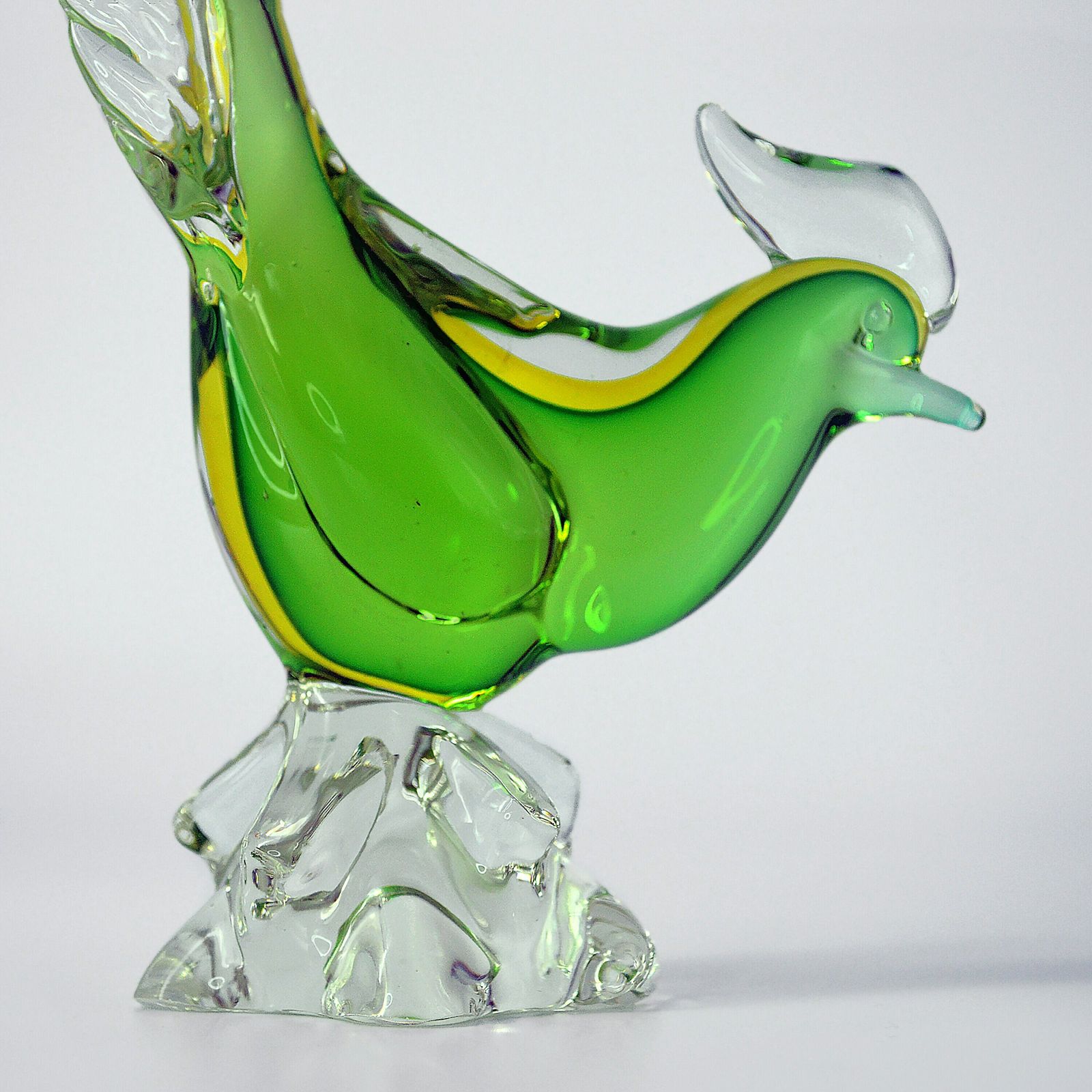Mid Century Art Glass Pheasant Bird | Mcm Glass | Bird Lover Gift | Green Glass Bird Figurine | Sommerso Glass photo Art
