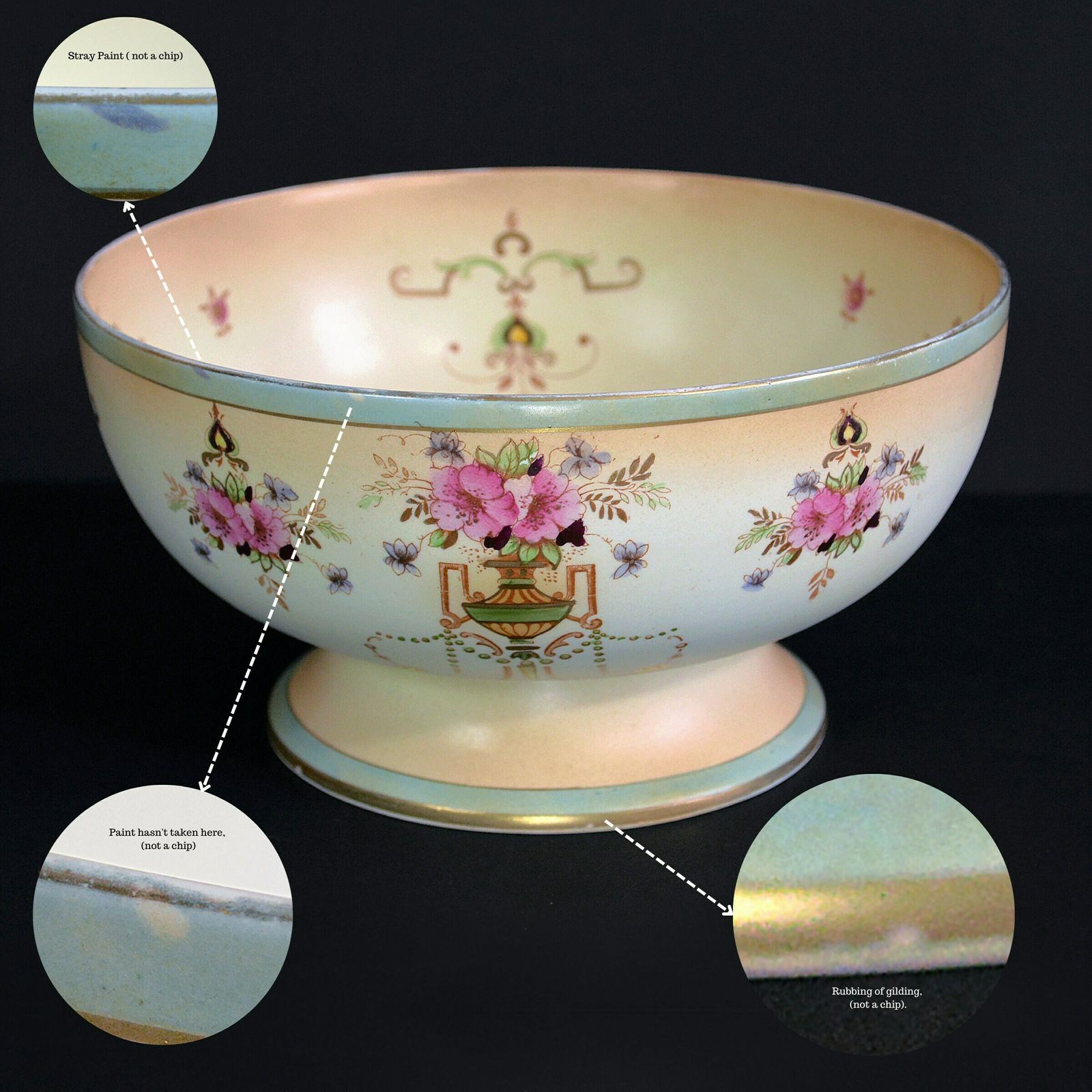 Crown Devon Fielding " Dora " Porcelain Pedestal Bowl | Art Deco Bowl | English Dinnerware photo buy