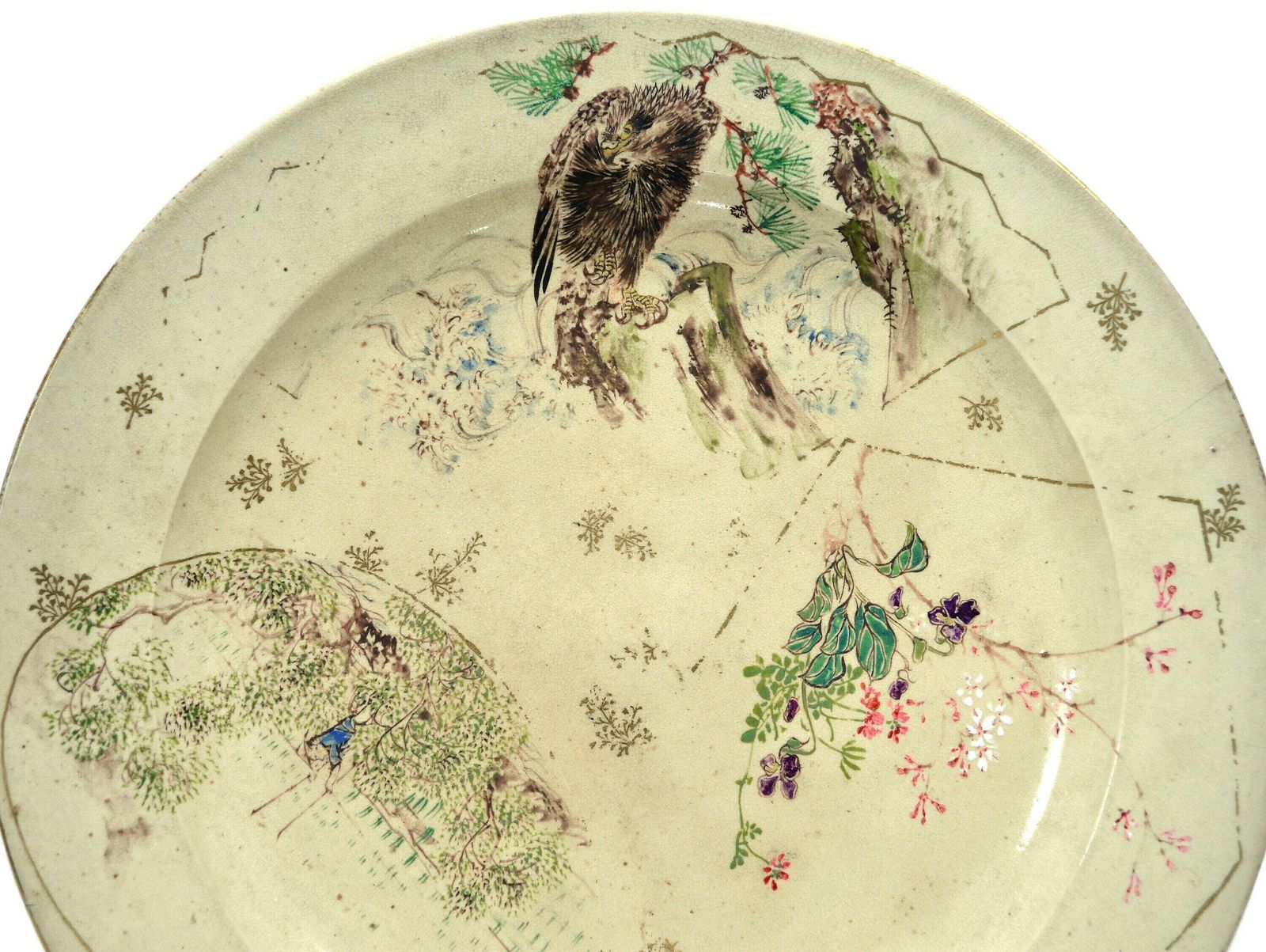 19th Century Japanese, Meiji Period, Satsuma Plate By Tanzan photo furniture