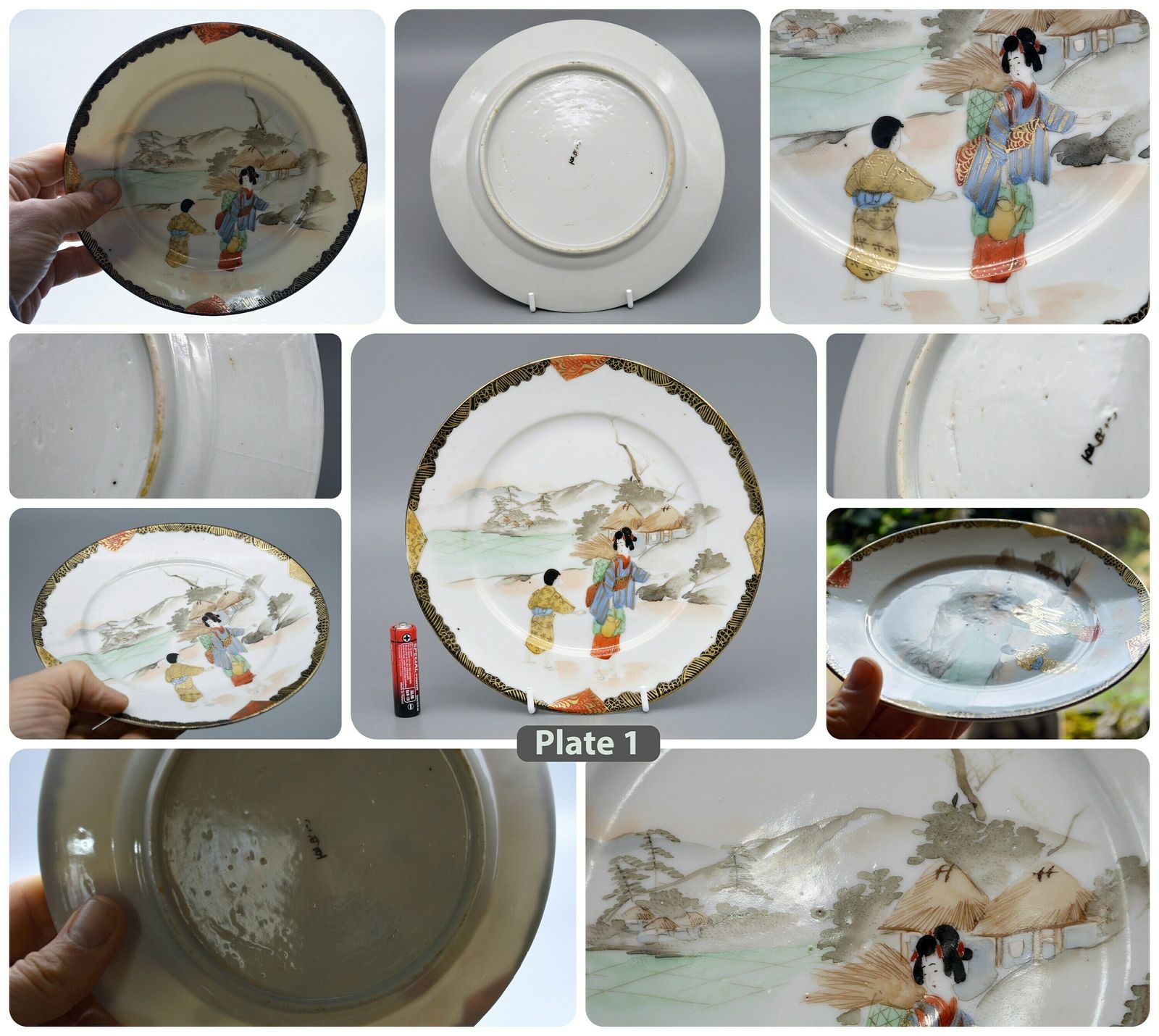 X3 Japanese Taisho Period Yokohama Plates 横浜焼 | Kutani | Japanese Ceramics | Japanese Plates photo Home Decor