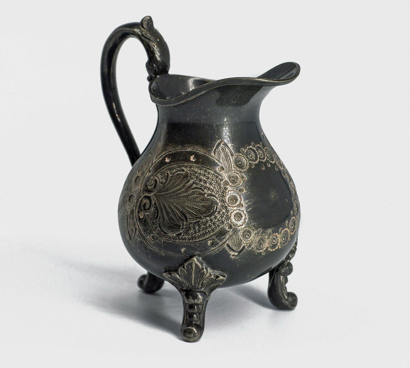 19th Century Antique English Metalware | Epbm Creamer Jug | Victorian Pewter Jug | Antique Decor | Witchy Decor photo vinterior