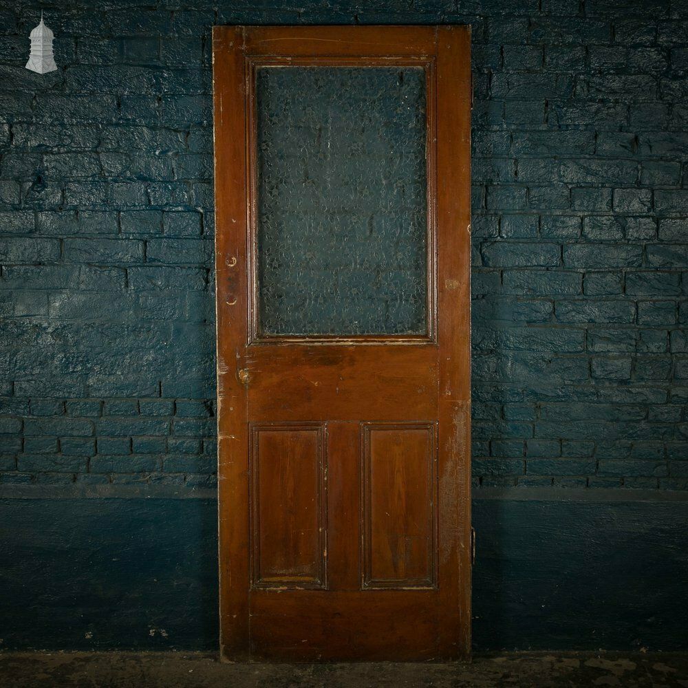 photo for sale Half Glazed Door, 3 Panel With Floral Textured Glass