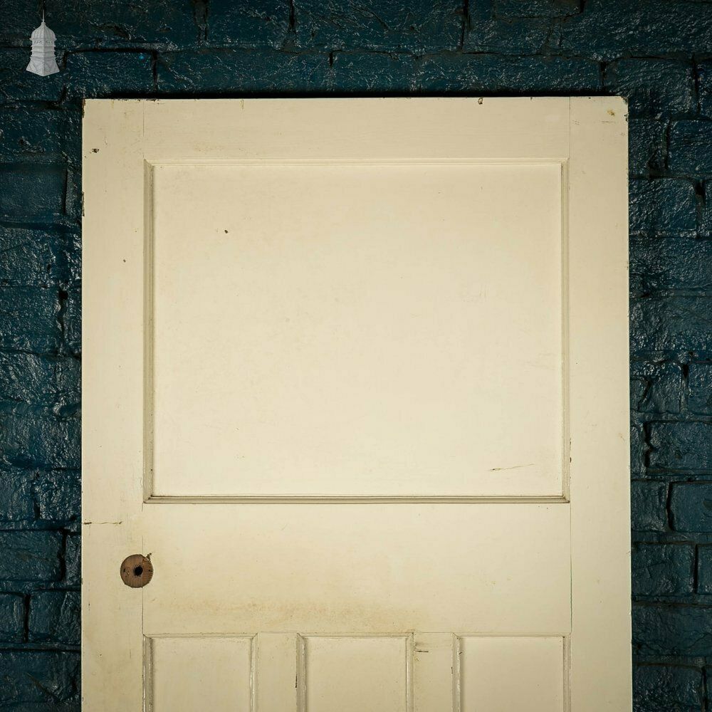 Pine Panelled Door, 1 Over 3 Panel White Painted 1930’s Style photo for sale