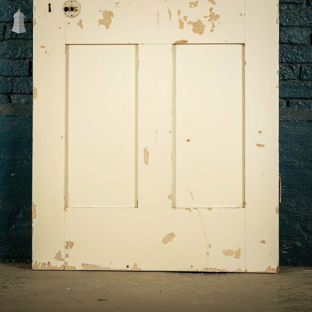 Pine Panelled Door, 4 Panel White Painted photo vintage