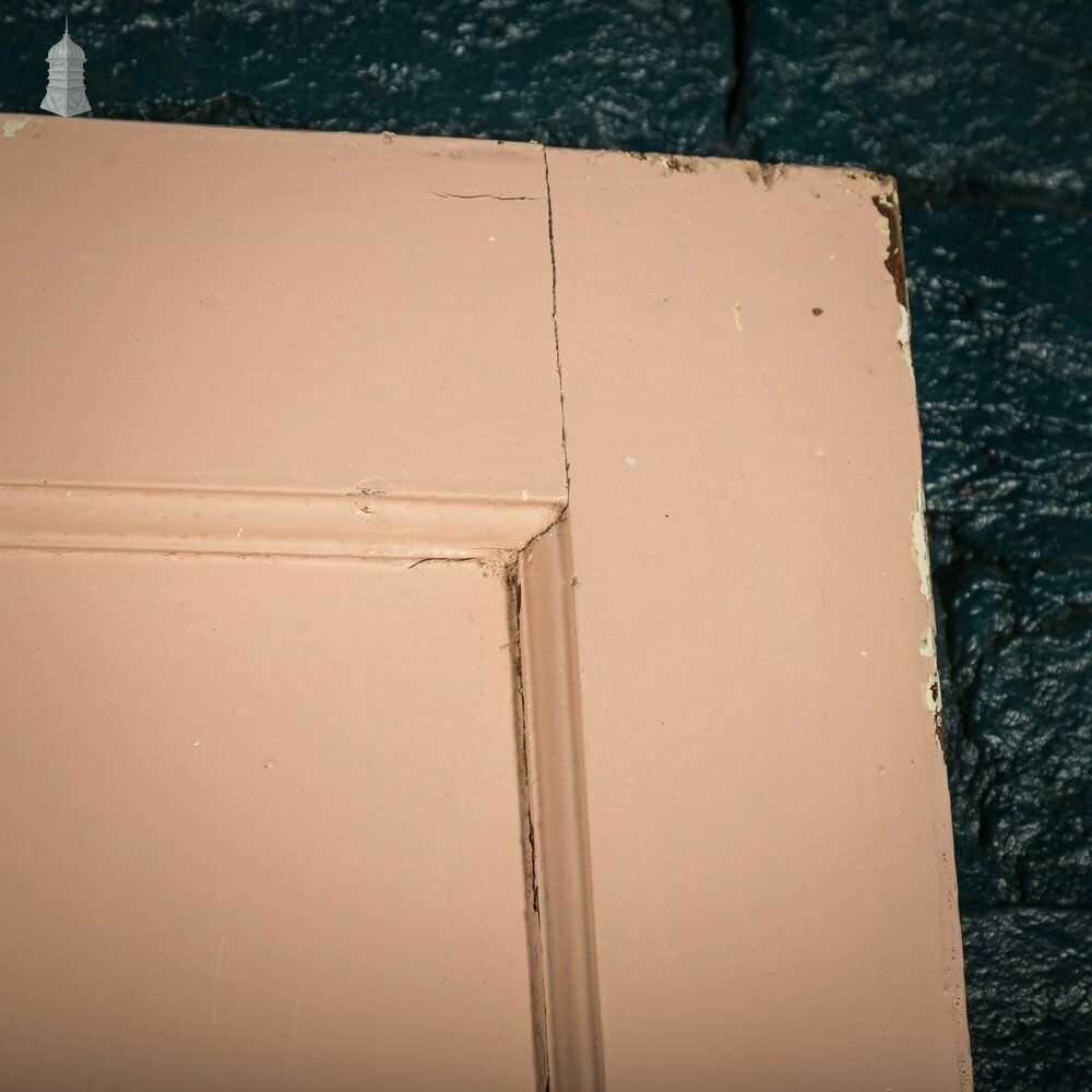 Pine Panelled Door, 1 Over 3 Panel Pink Painted 1930’s Style Door photo 120.0