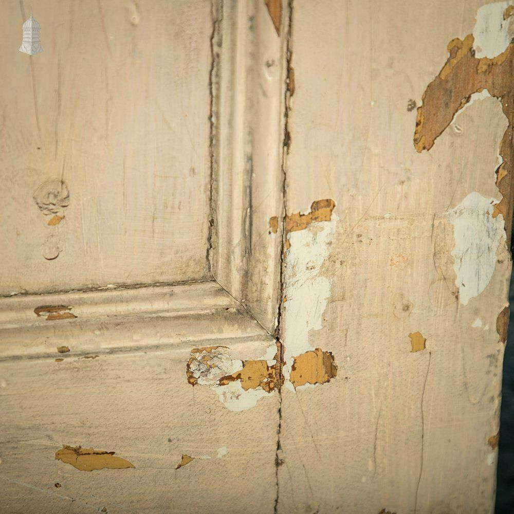 Pine Panelled Door, Moulded 6 Panel With Distressed Paint Finish photo for sale