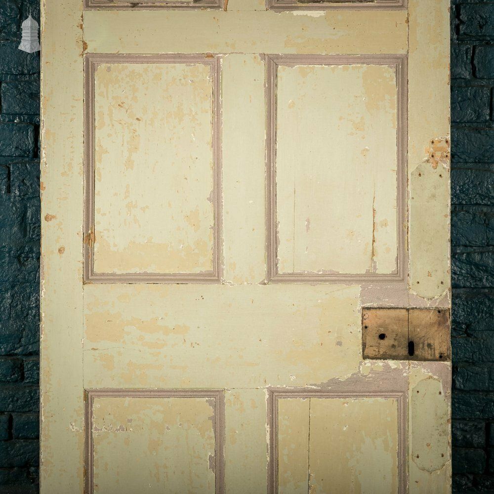 Pine Panelled Door, Moulded 6 Panel With Distressed Paint Finish photo 210.0