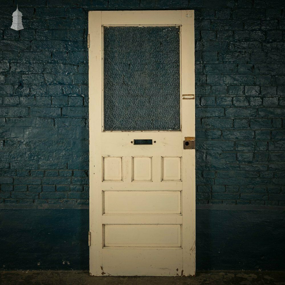 Home Fixtures Half Glazed Door, Moulded Panelled Pine Door With ‘Arctic’ Style Textured Glass photo