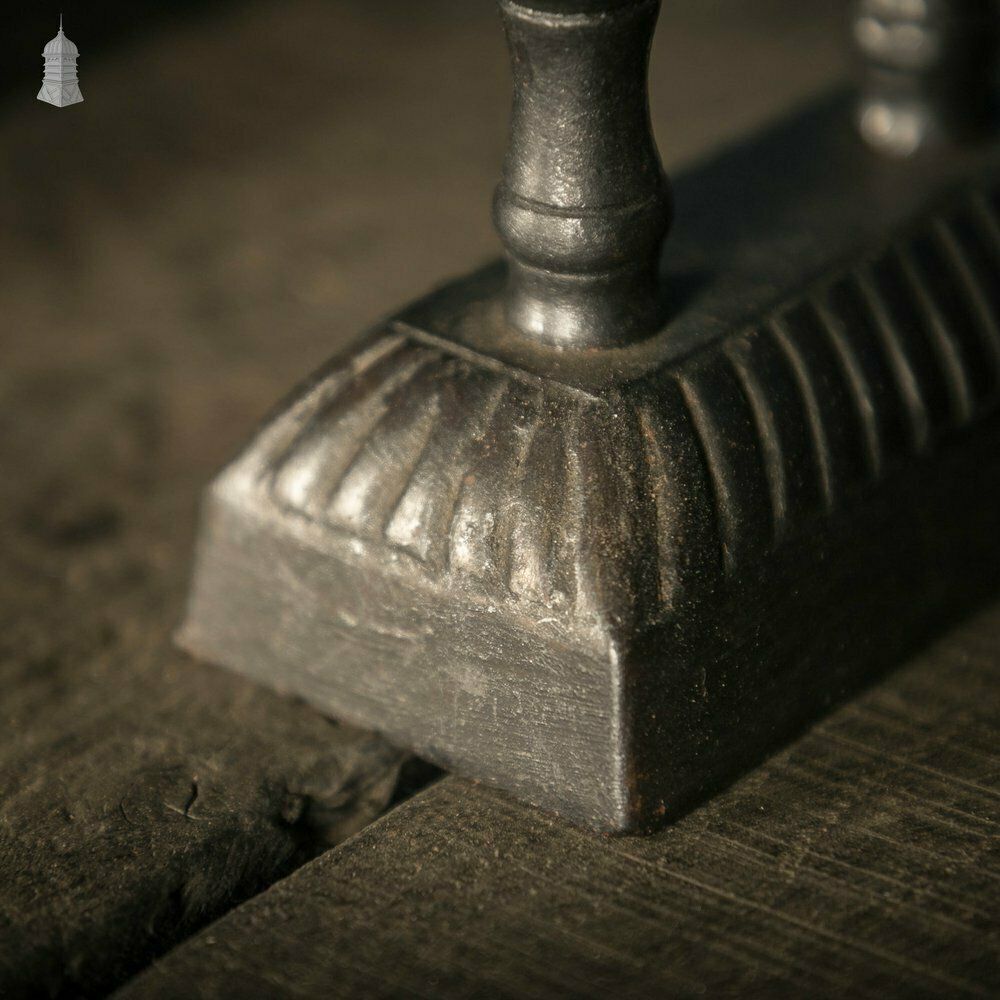 Companion Set Rests, Pair Of Cast Iron And Brass photo for sale