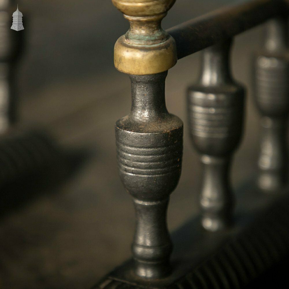 Companion Set Rests, Pair Of Cast Iron And Brass photo Home Fixtures