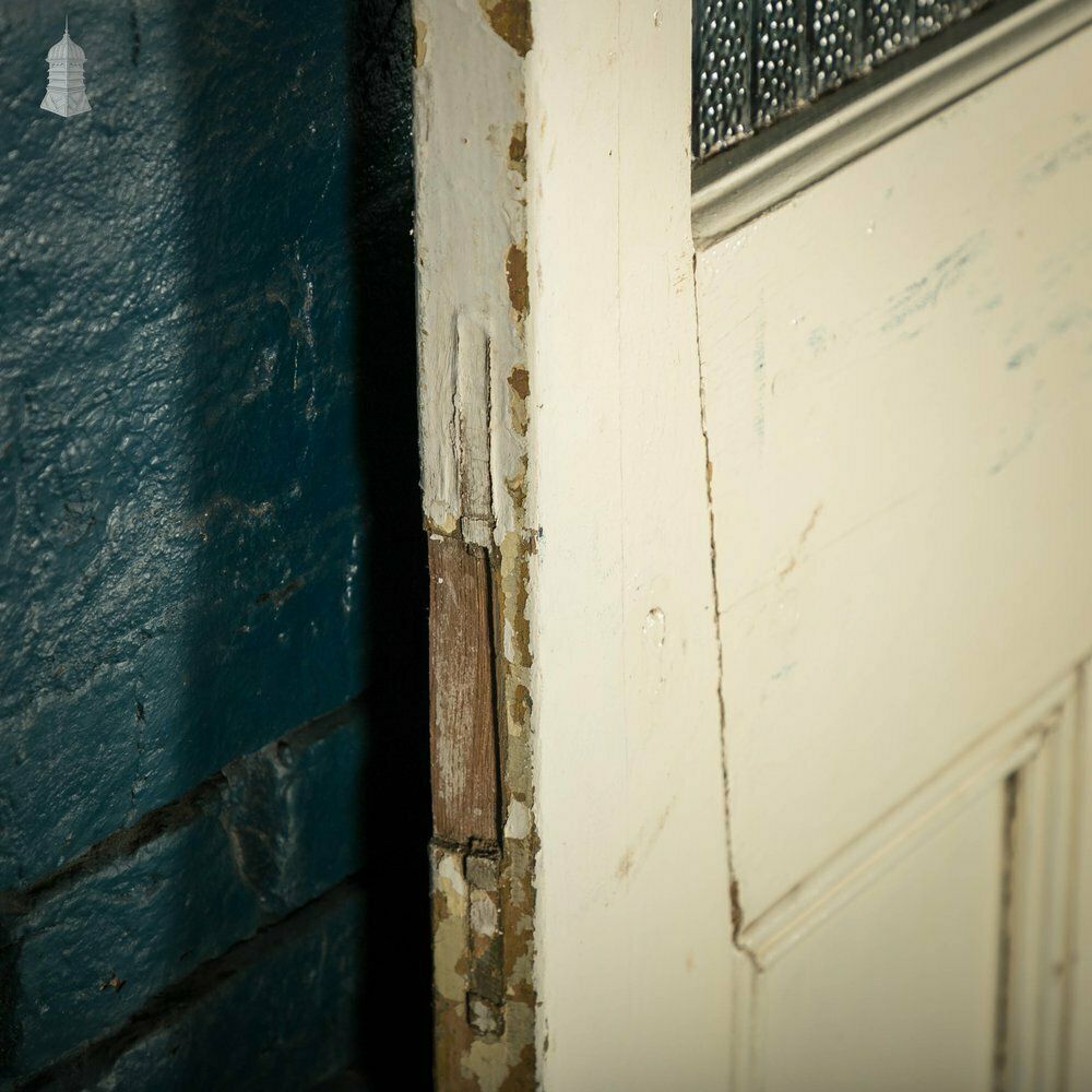photo buy Half Glazed Door, Pine Panelled Door With “Hammer Stripe” Style Textured Glass