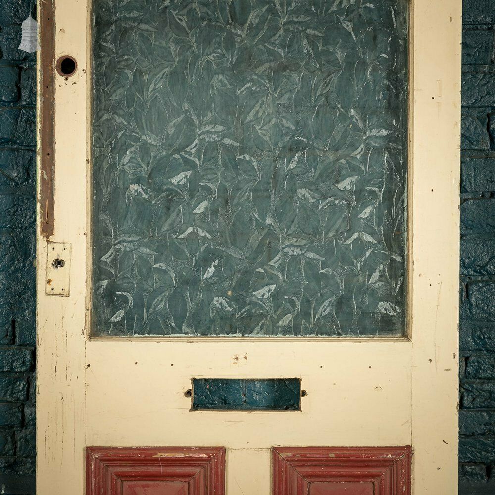 Half Glazed Door, 5 Panel White Painted Pine With Textured Glass photo Home Fixtures